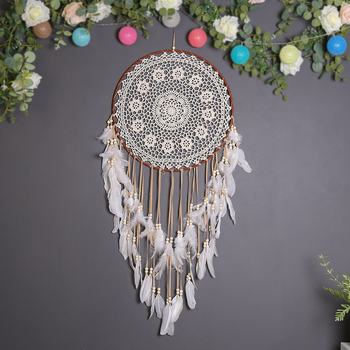 Attrape-rêve bohème – Déco murale apaisante & artisanale