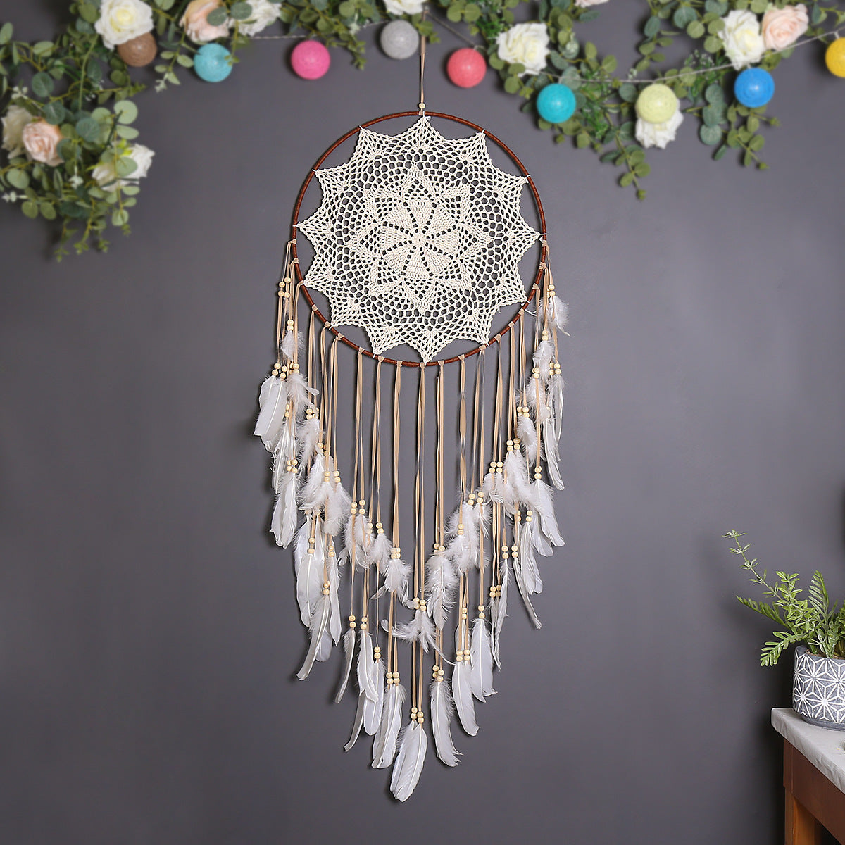 Attrape-rêve bohème – Déco murale apaisante & artisanale