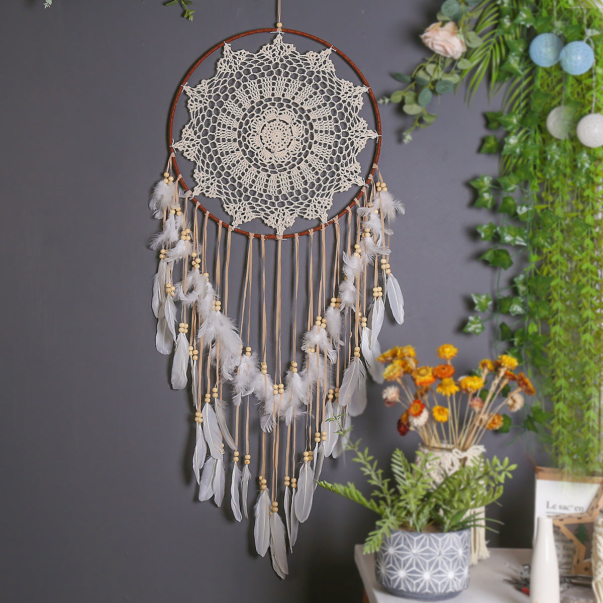 Attrape-rêve bohème – Déco murale apaisante & artisanale