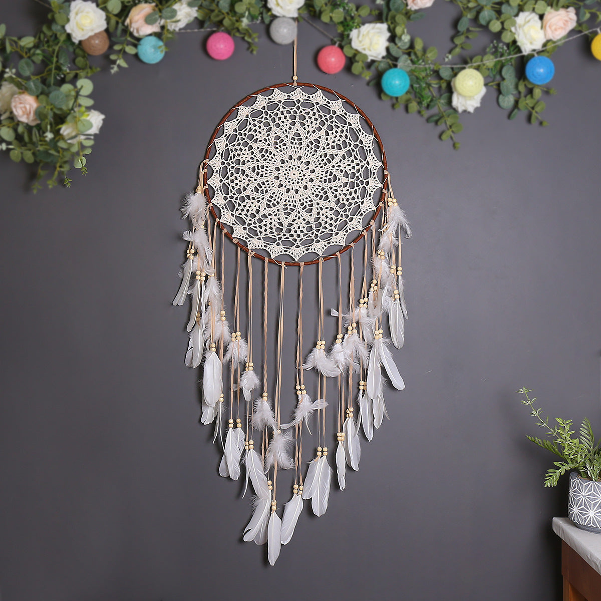 Attrape-rêve bohème – Déco murale apaisante & artisanale