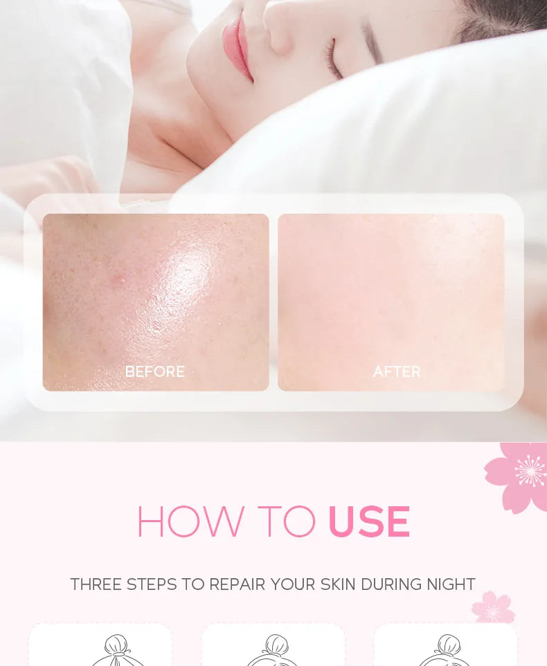 Japan Sakura Sleeping Whitening Facial Mask Oil-Control Moisturizer Shrink Pores Firming Brightening Anti Aging Korean Cosmetics