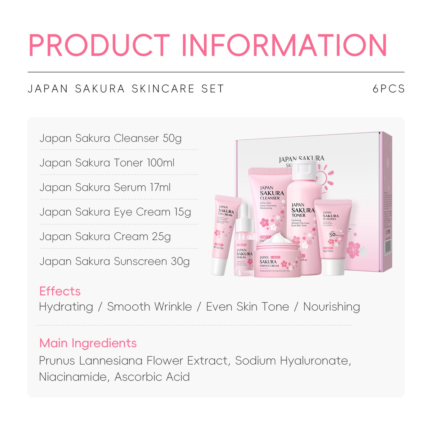 Coffret Rituel Sakura – Soin du visage 6 pièces