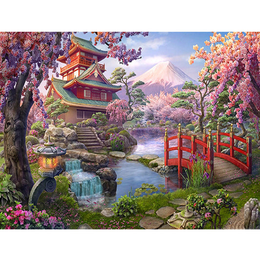 Diamond Painting Mont Fuji Sakura – Kit complet broderie diamant 5D